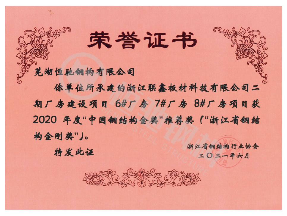 2021年聯鑫板材金鋼獎